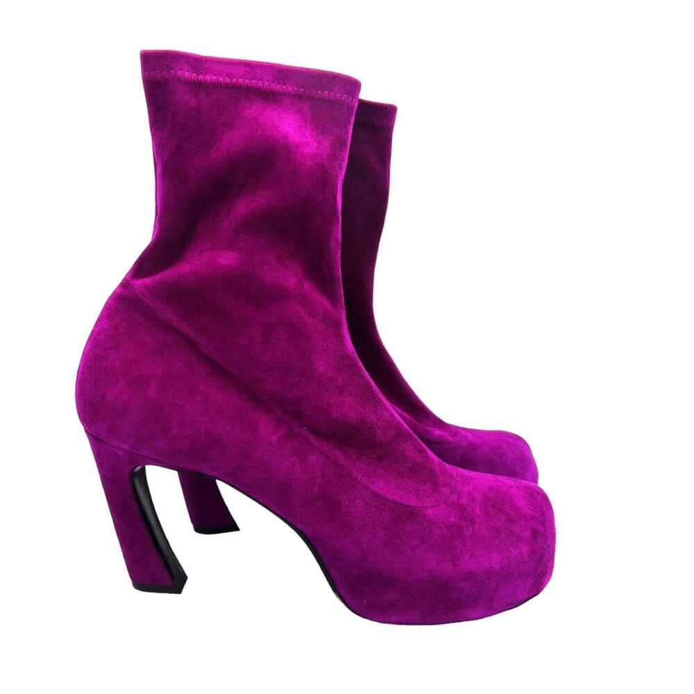 Khaite Socks Boots In Violet Suede Heeled Ankle Purple Women’s Size IT 40 US 10
